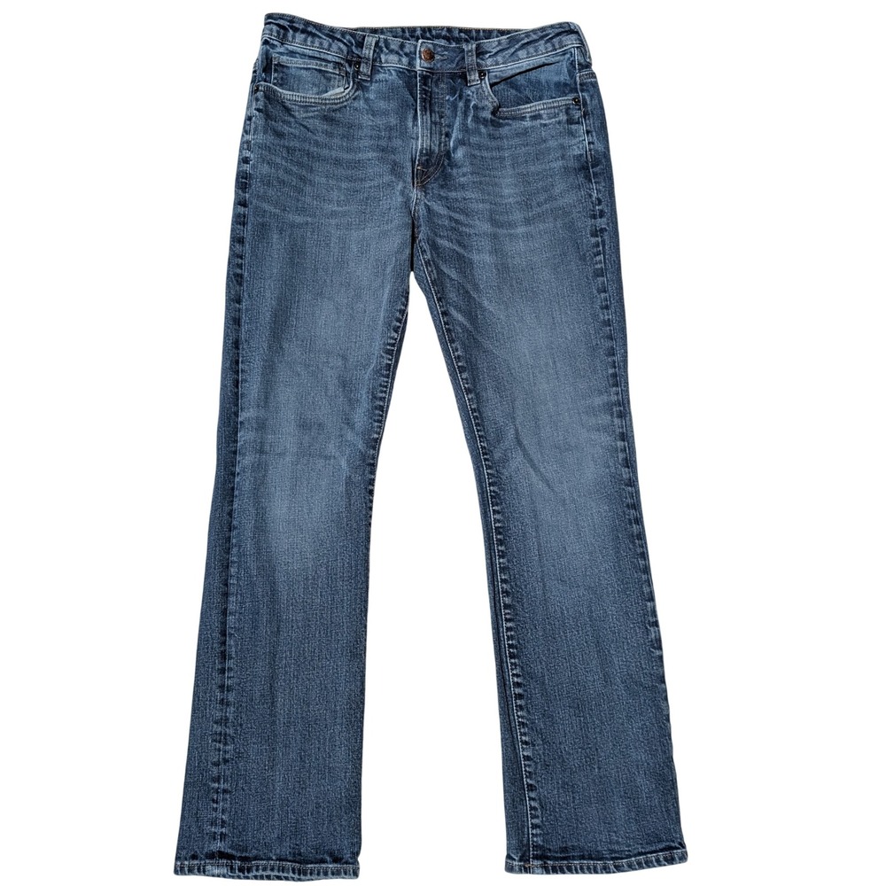 Buffalo Jeans Mens 34x32 Blue Driven Relaxed Straight Leg Medium Wash Denim Pant